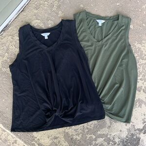 2 like new knotted front v-neck sleeveless tops